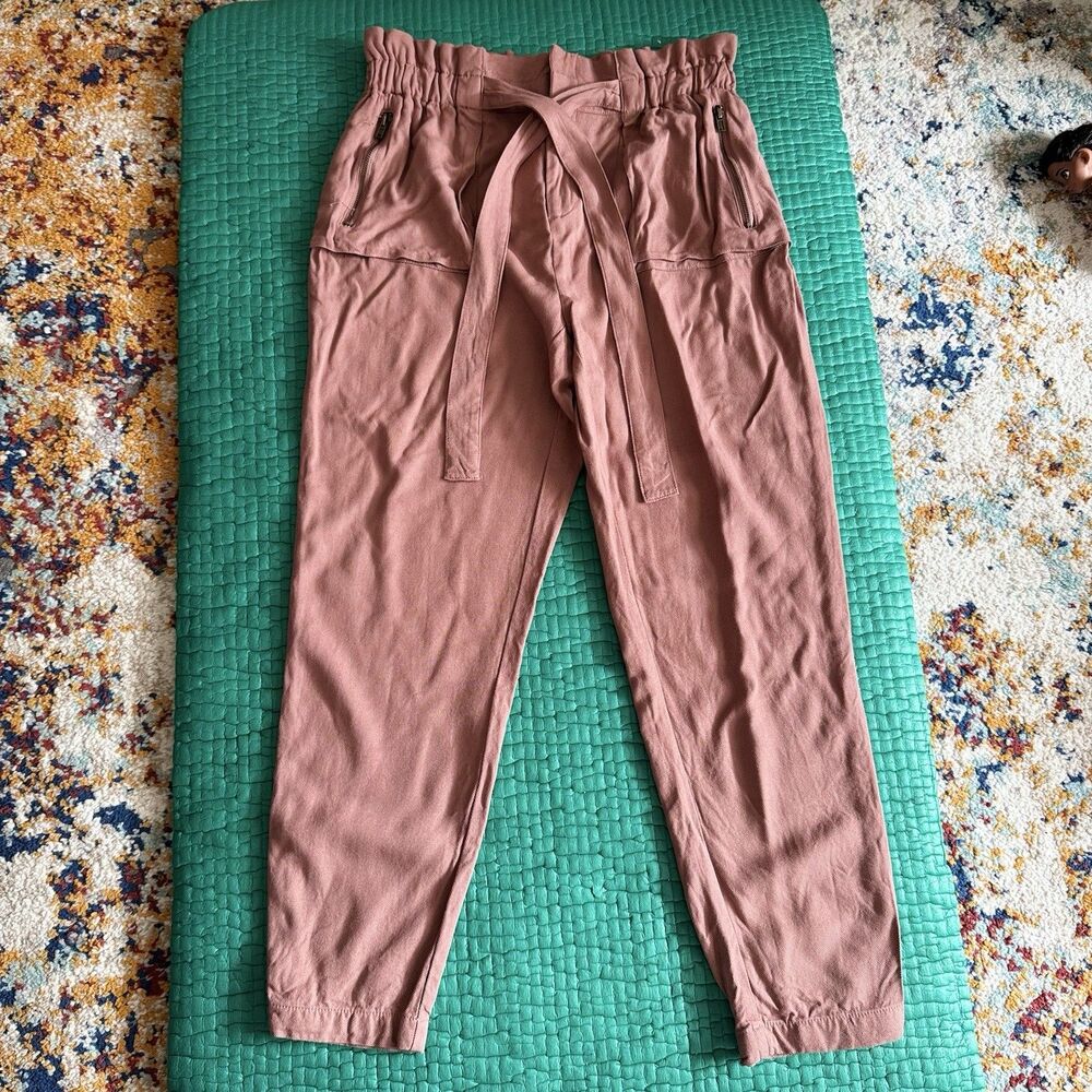 Forever 21 Dusty Rose Pink Paper Bag Waist Pants High Rise Casual Trousers XS